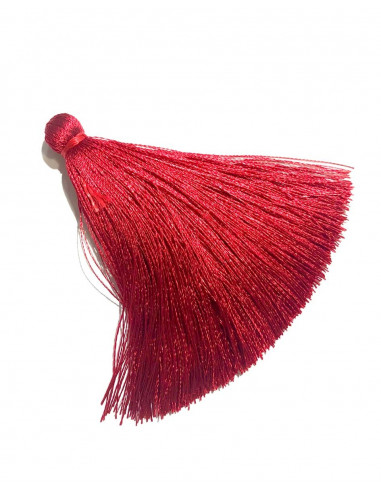 Pompon en Soie rouge carmin 7x1cm