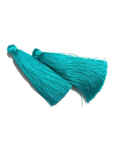 Pompon en soie Turquoise 7x1cm
