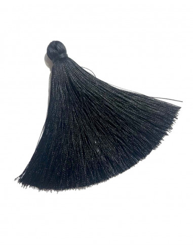 Pompon en Soie noire 7x1cm