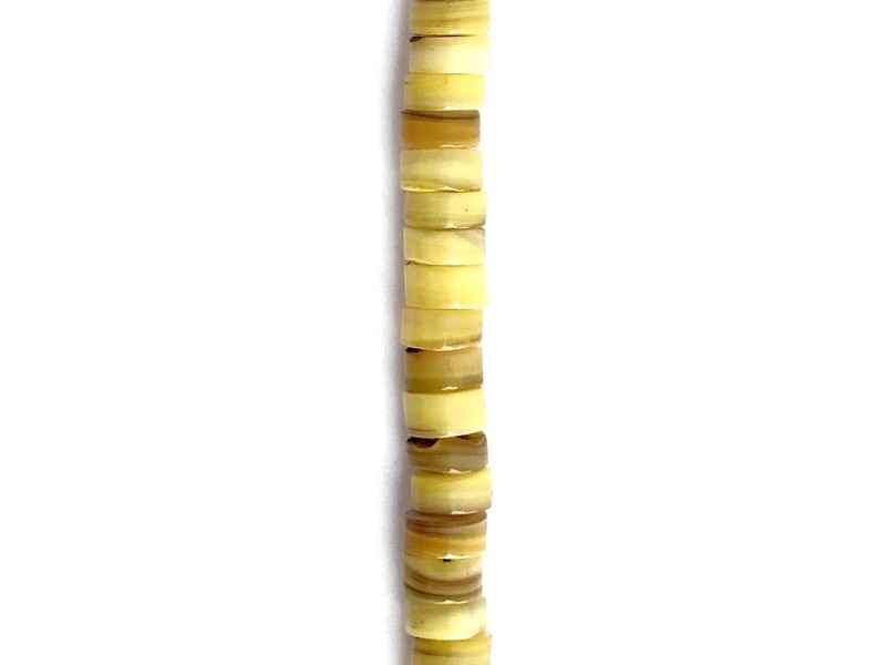 Nacre Rondelle Heishi irrégulier 2x6mm vert jaune