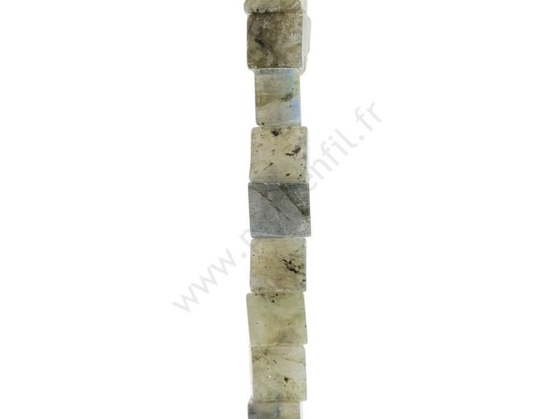 Cube beads strand in natural Labradorite. Size 6mm. Hole 0.8mm