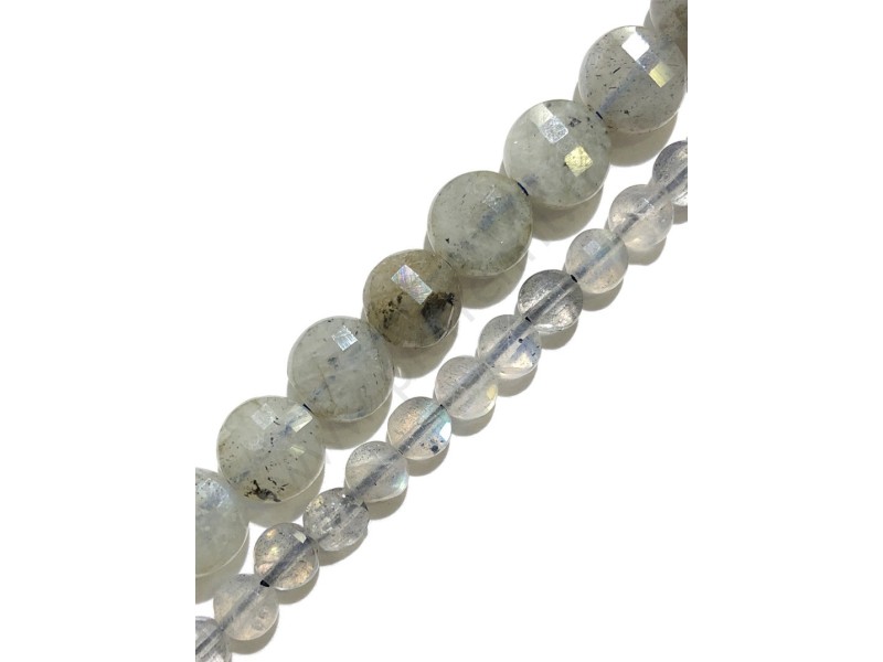 Labradorite faceted flat round beads 4mm 6mm