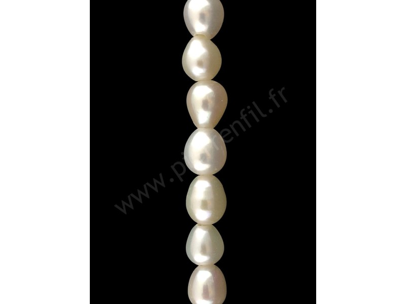 FRESHWATER PEARLS WHITE BAROQUE OLIVE BEADS 7X9MM HOLE 2MM