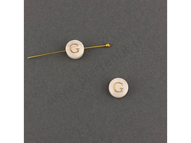 Nacre perles Lettre doré G 8mm x10