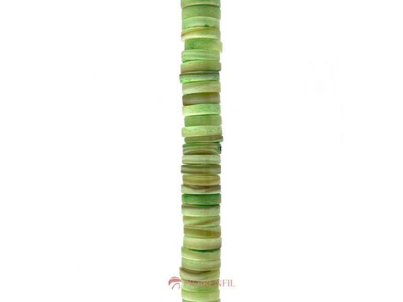 Nacre Rondelle Heishi irrégulière 2x8mm Vert pomme
