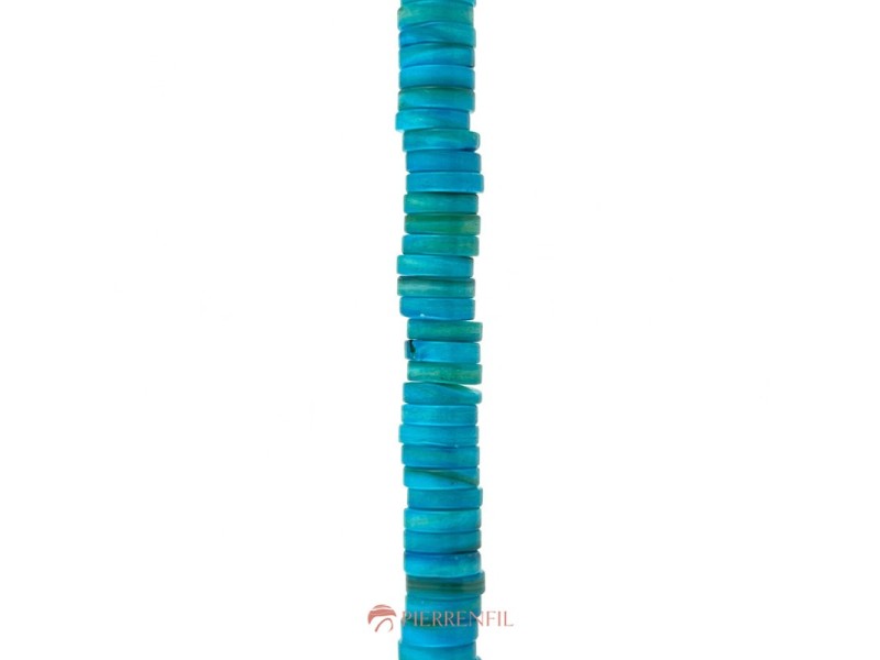 Nacre Rondelle Heishi irrégulière 2x8mm Turquoise