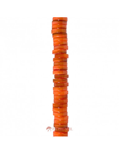 Nacre Rondelle Heishi irrégulière 2x8mm Orange