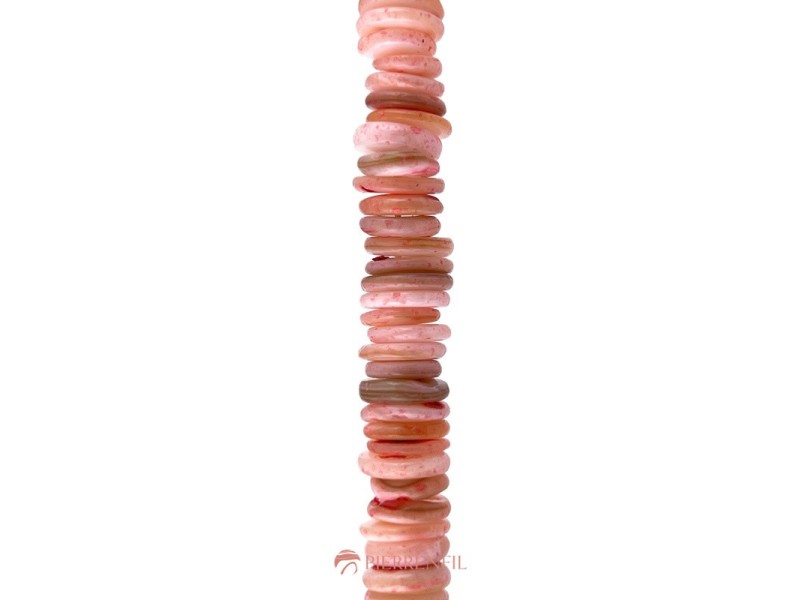 Nacre Rondelle Heishi irrégulière 2x10mm Rose saumon