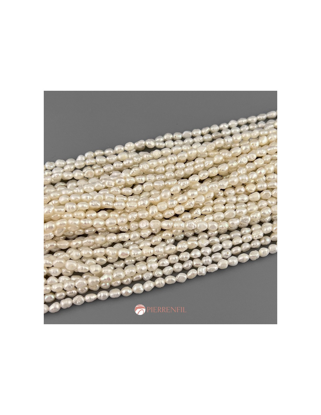 Perles de culture d'eau douce, blanche, ronde plate 12-13mm x40cm
