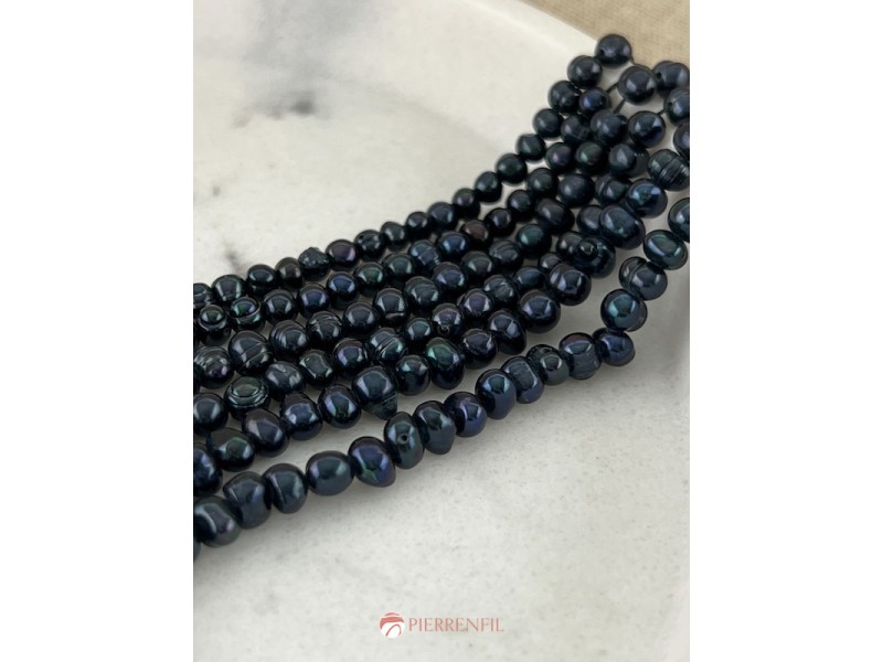 Perles de culture noire Baroque cerclée 5-6mm