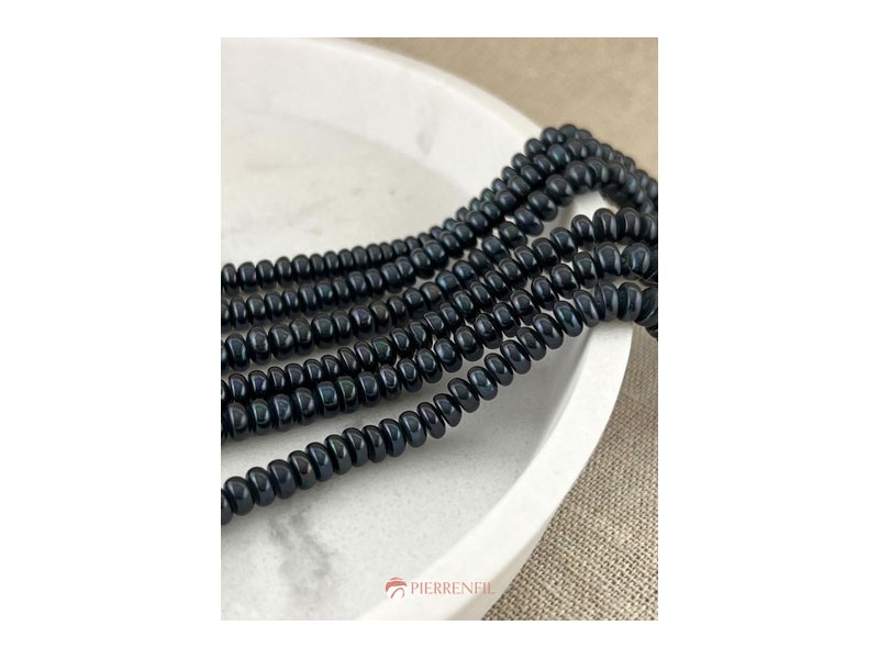 Perles de culture noire Rondelle 4x7mm