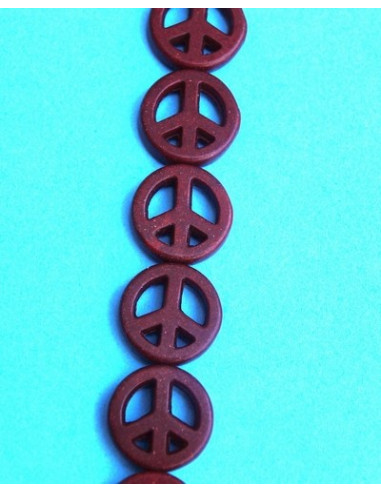 Howlite marron symbole Peace 15mm